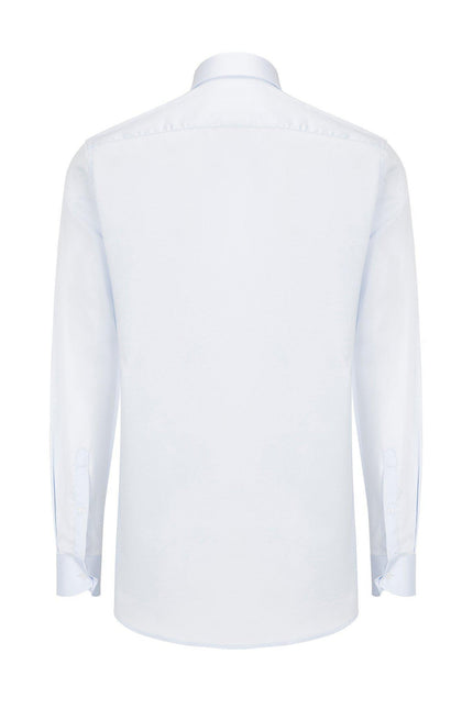 Pure Cotton Classic Collar Sateen Dress Shirt - Light Blue - Ron Tomson