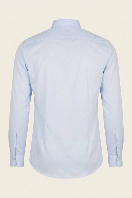 Pure Cotton Classic Collar Sateen Dress Shirt - Light Blue - Back