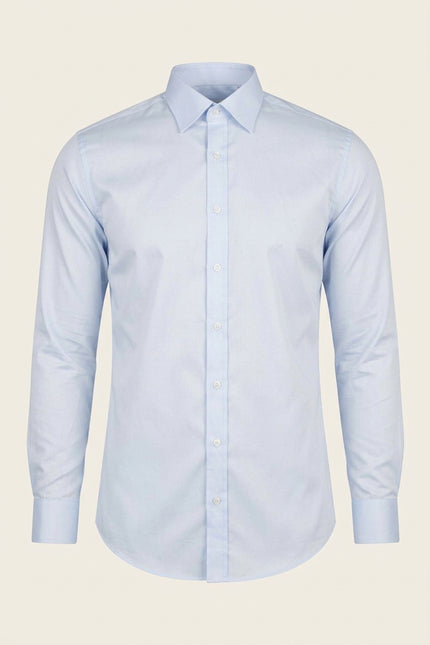 Pure Cotton Classic Collar Sateen Dress Shirt - Light Blue - Front