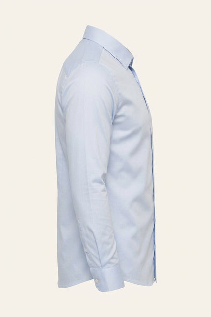 Pure Cotton Classic Collar Sateen Dress Shirt - Light Blue - Side
