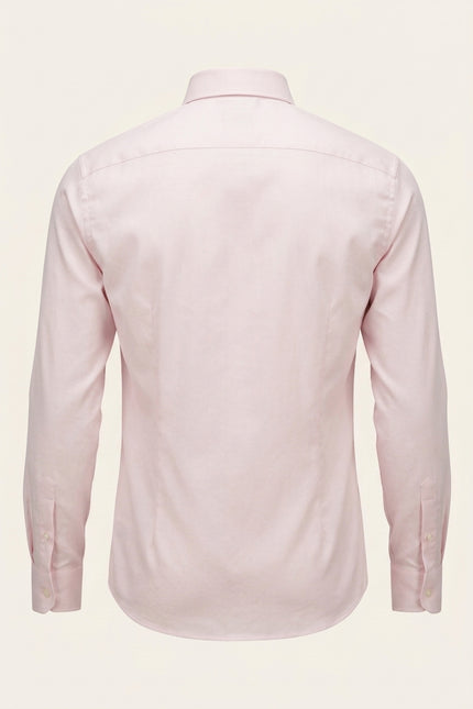 Pure Cotton Classic Collar Sateen Dress Shirt - Light Pink - Back