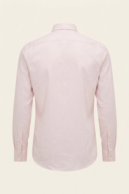 Pure Cotton Classic Collar Sateen Dress Shirt - Light Pink - Back