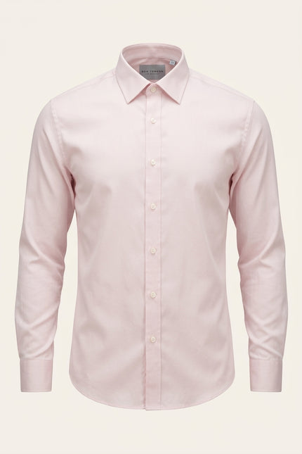 Pure Cotton Classic Collar Sateen Dress Shirt - Light Pink - Front
