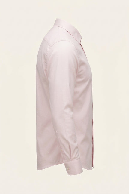 Pure Cotton Classic Collar Sateen Dress Shirt - Light Pink - Side