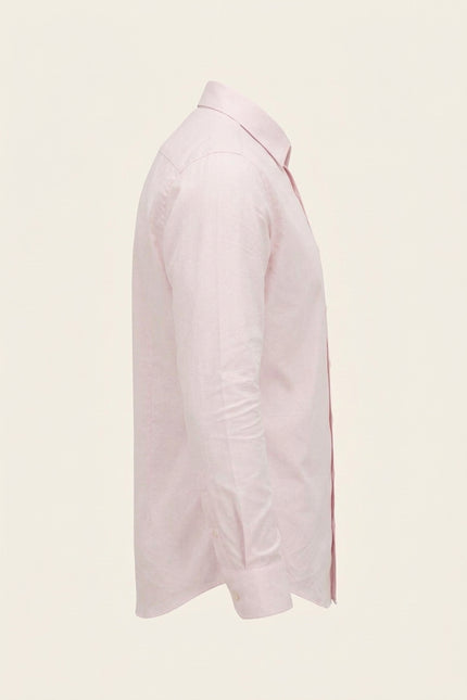 Pure Cotton Classic Collar Sateen Dress Shirt - Light Pink - Side