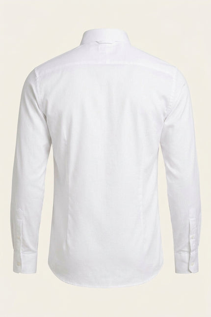 Pure Cotton Classic Collar Sateen Dress Shirt - Optic White - Back