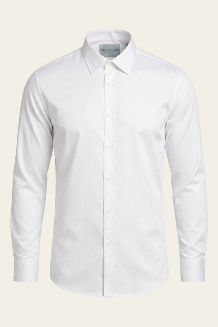Pure Cotton Classic Collar Sateen Dress Shirt - Optic White - Front