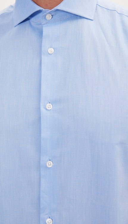 Pure Cotton Dress Shirt - Blue - Ron Tomson
