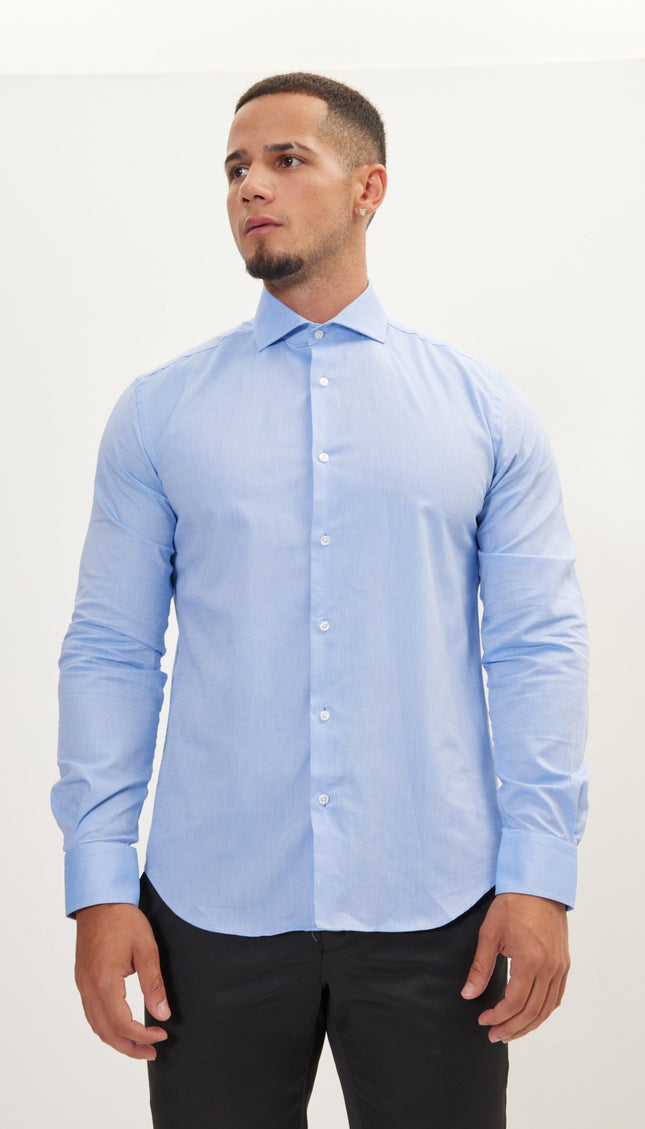 Pure Cotton Dress Shirt - Blue - Ron Tomson