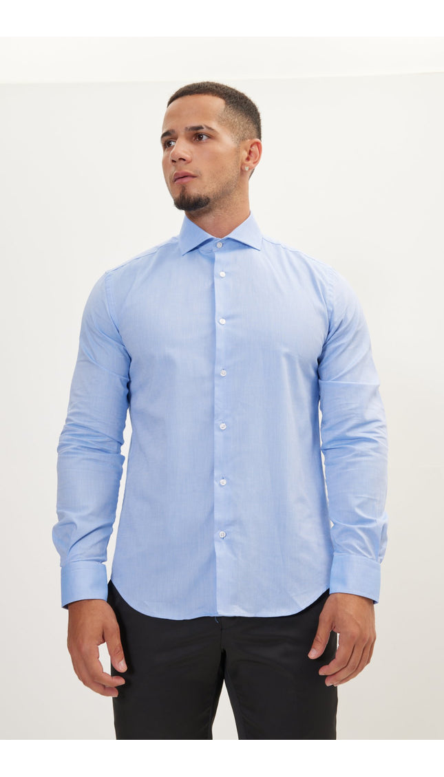 Pure Cotton Dress Shirt - Blue - Ron Tomson