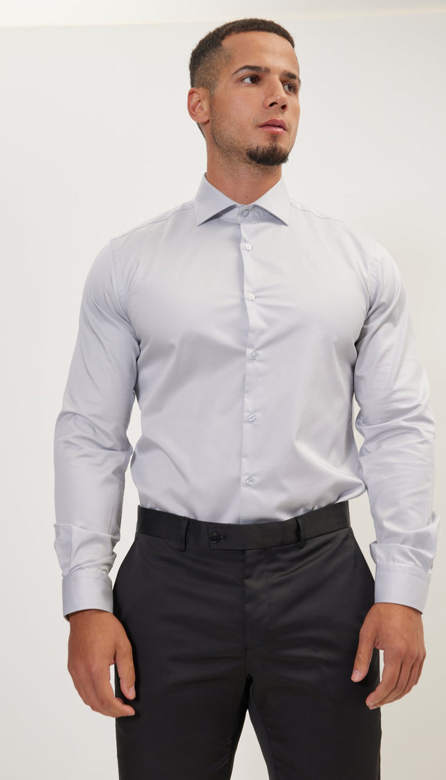 Pure Cotton Dress Shirt - Grey - Ron Tomson