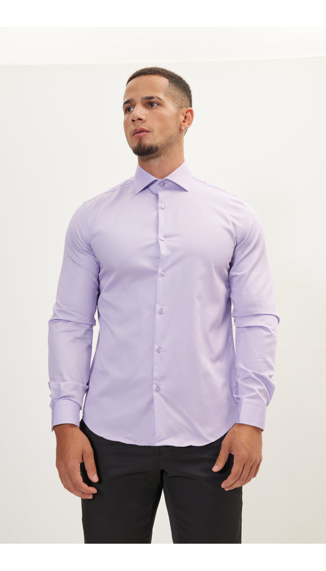 Pure Cotton Dress Shirt - Lilac - Ron Tomson