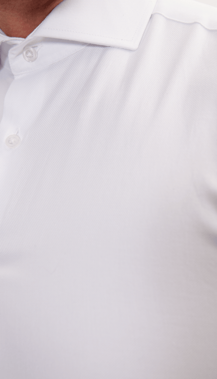 Pure Cotton Dress Shirt - Pique White - Ron Tomson