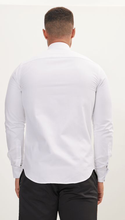 Pure Cotton Dress Shirt - Pique White - Ron Tomson