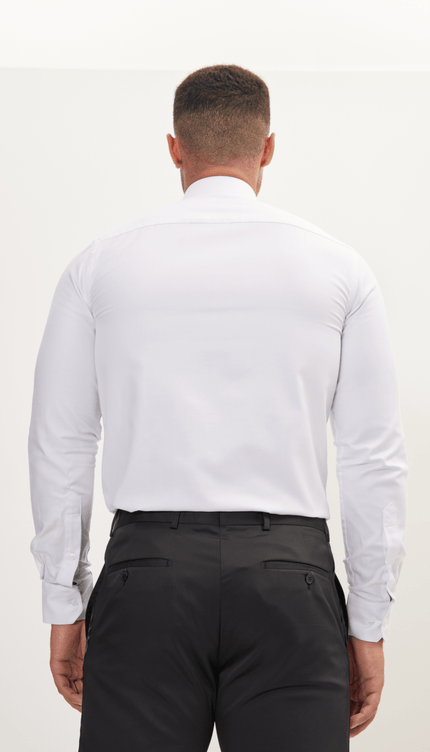 Pure Cotton Dress Shirt - Pique White - Ron Tomson