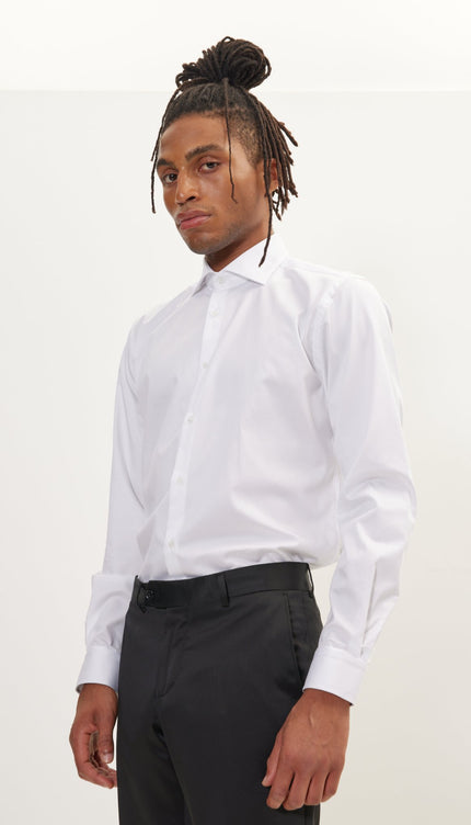 Pure Cotton Dress Shirt - White - Ron Tomson