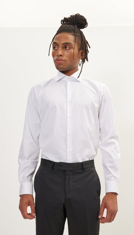 Pure Cotton Dress Shirt - White - Ron Tomson