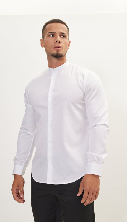 Pure Cotton Dress Shirt - White White - Ron Tomson