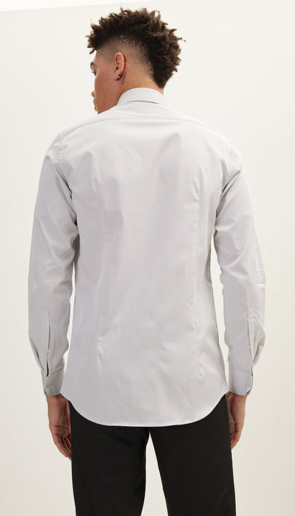 Pure Cotton Hidden Placket Dress Shirt - Grey - Ron Tomson