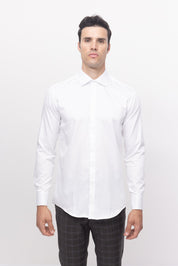 Pure Cotton Hidden Placket Shirt - Optic White - Ron Tomson