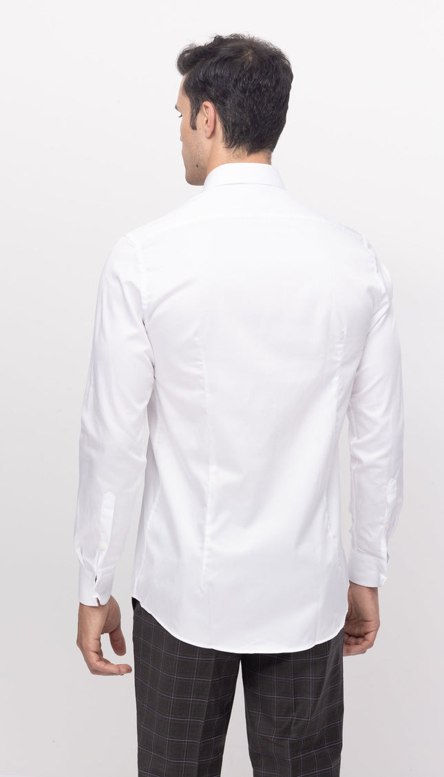 Pure Cotton Hidden Placket Shirt - Optic White - Ron Tomson