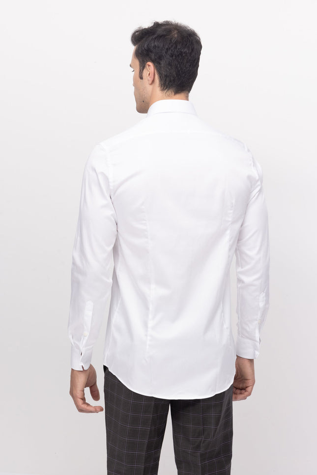 Pure Cotton Hidden Placket Shirt - Optic White - Ron Tomson
