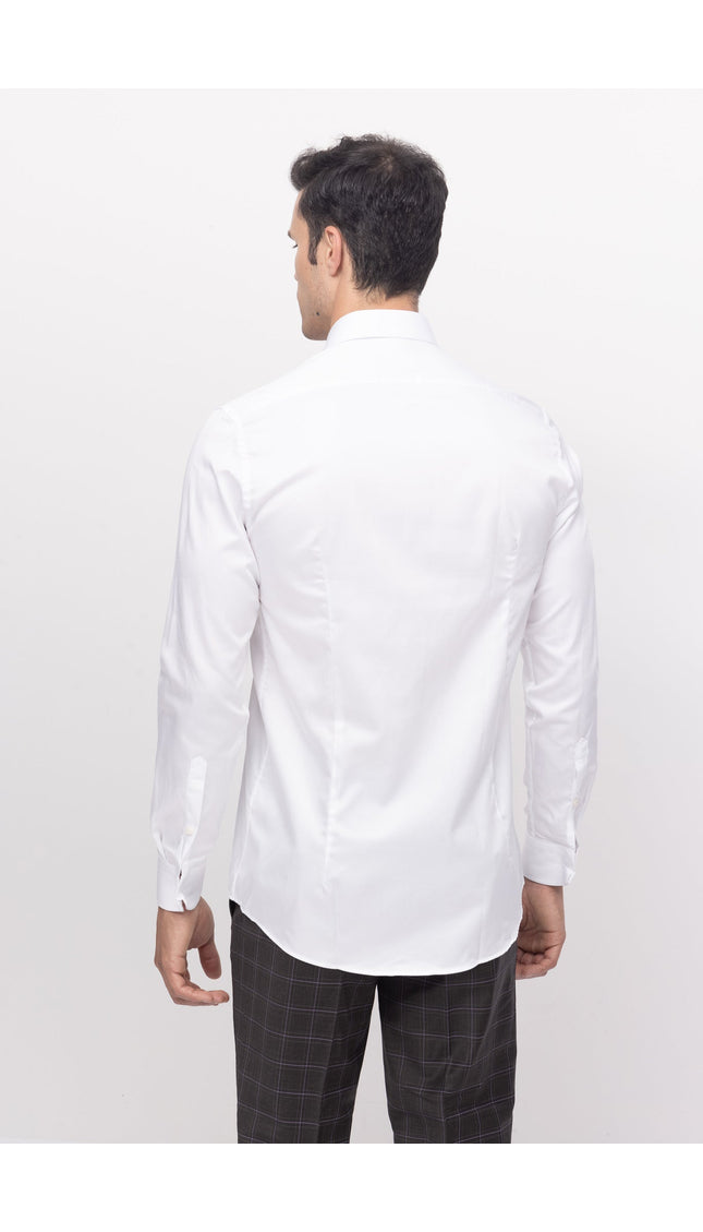 Pure Cotton Hidden Placket Shirt - Optic White - Ron Tomson