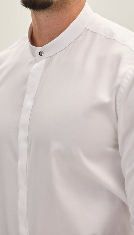 Pure Cotton Spread Collar Dress Shirt - White - Ron Tomson