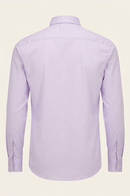 Pure Cotton Spread Collar Fitted Dress Shirt - Lavender - Back