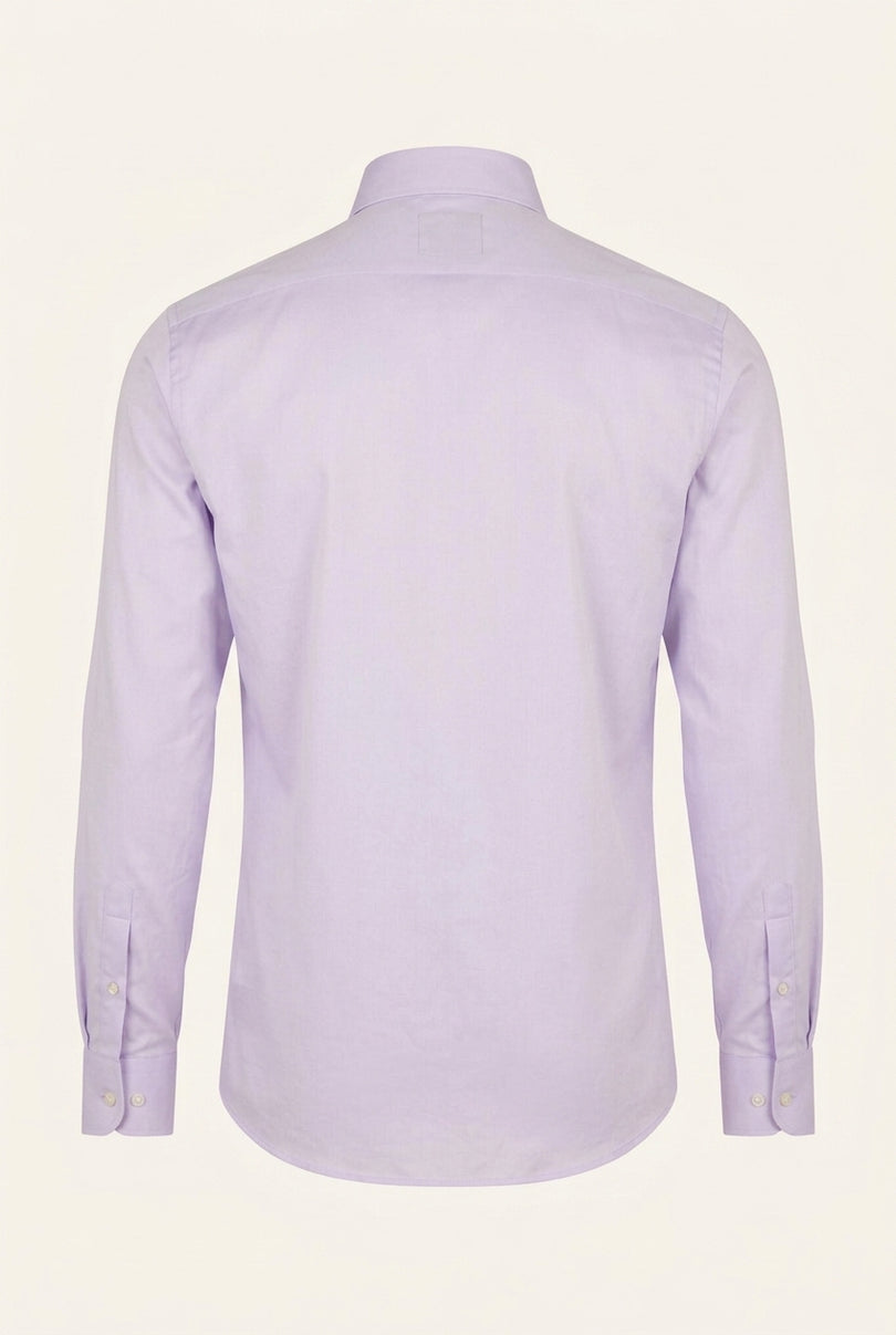 Pure Cotton Spread Collar Fitted Dress Shirt - Lavender - Back