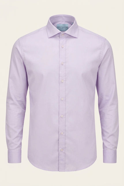 Pure Cotton Spread Collar Fitted Dress Shirt - Lavender - Front