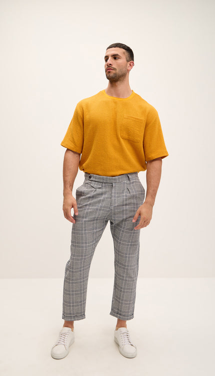 Pure Cotton Textured Oversized T-shirt - Mustard - Ron Tomson