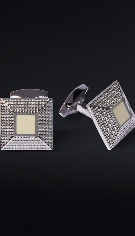 Pyramid Stainless Steel Cufflinks - Beige - Ron Tomson