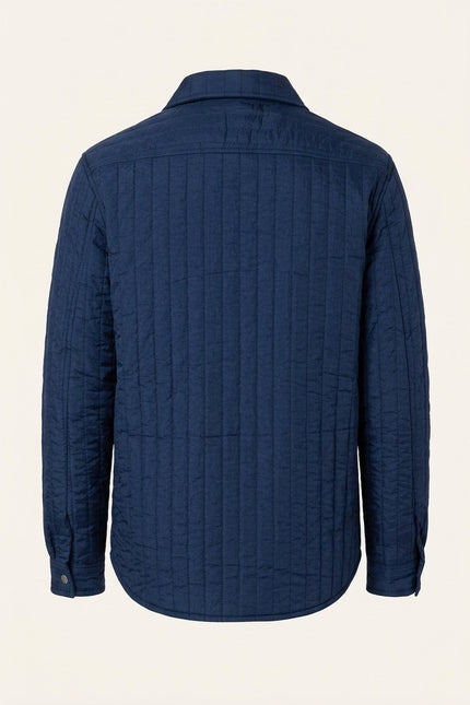 Quilted Shirt Jacket - Navy - Back