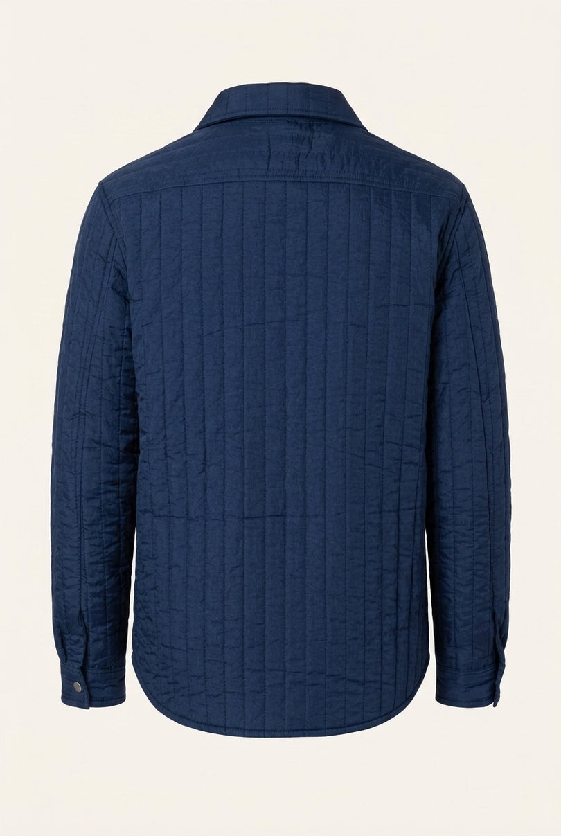 Quilted Shirt Jacket - Navy - Back