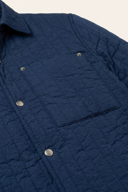 Quilted Shirt Jacket - Navy - Detail