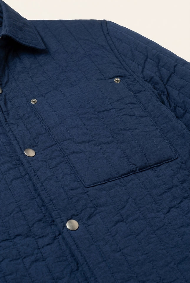 Quilted Shirt Jacket - Navy - Detail