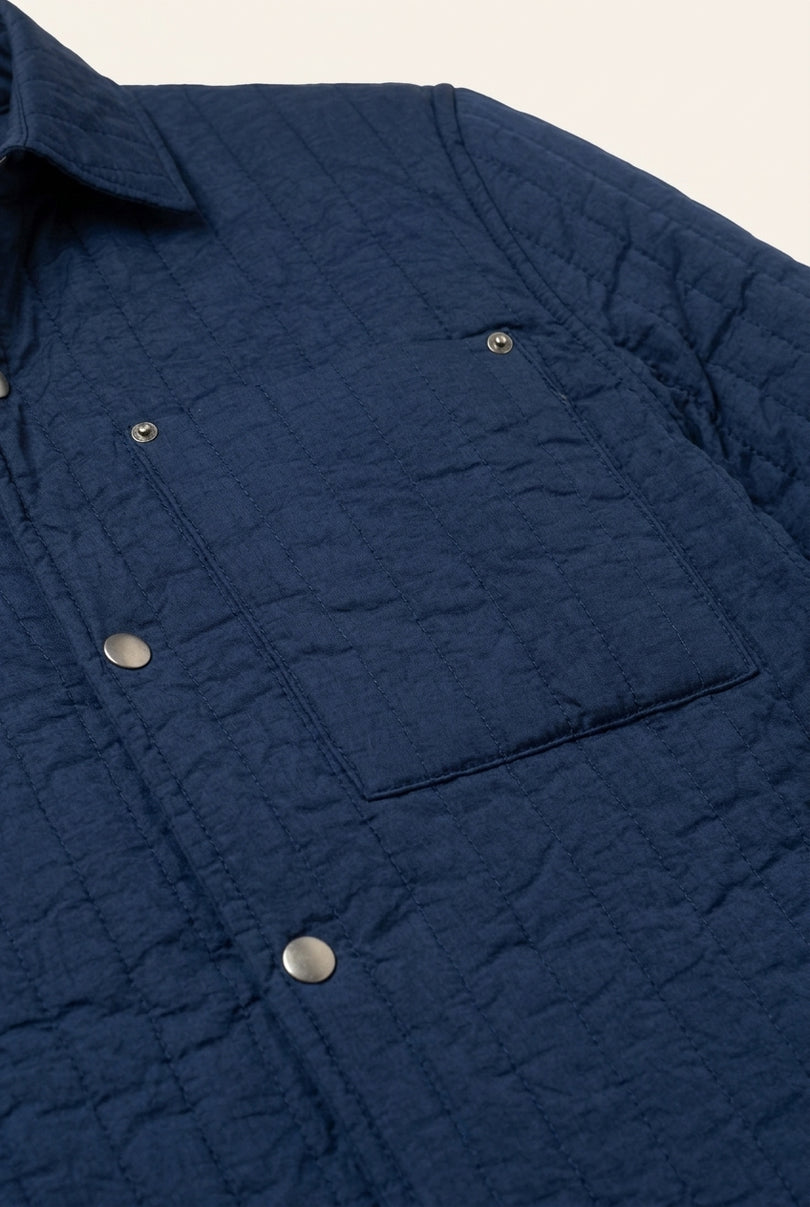 Quilted Shirt Jacket - Navy - Detail