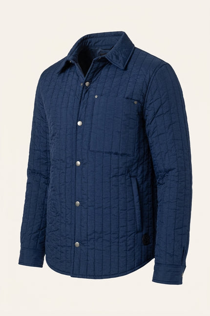 Quilted Shirt Jacket - Navy - Front