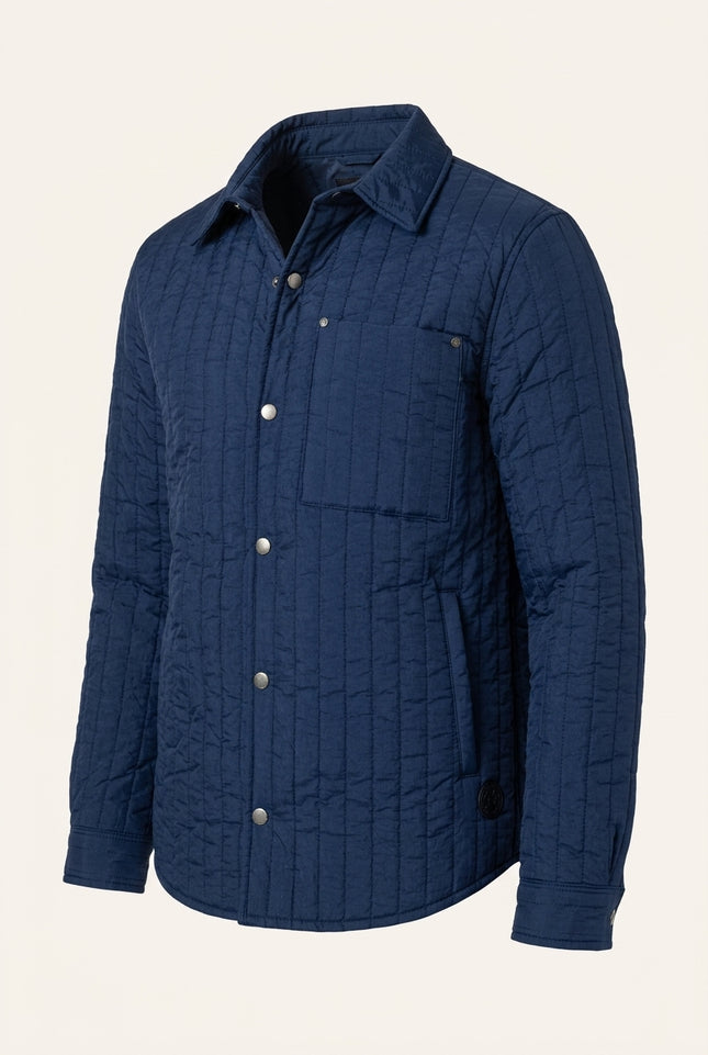 Quilted Shirt Jacket - Navy - Front