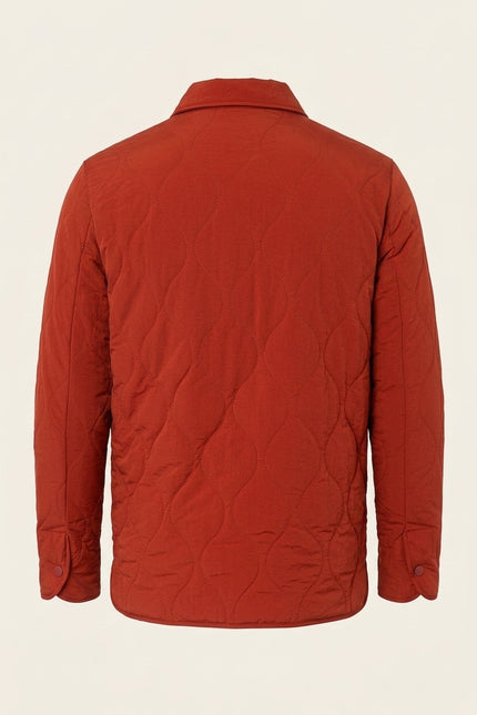 Quilted Shirt Jacket - Terracotta - Back