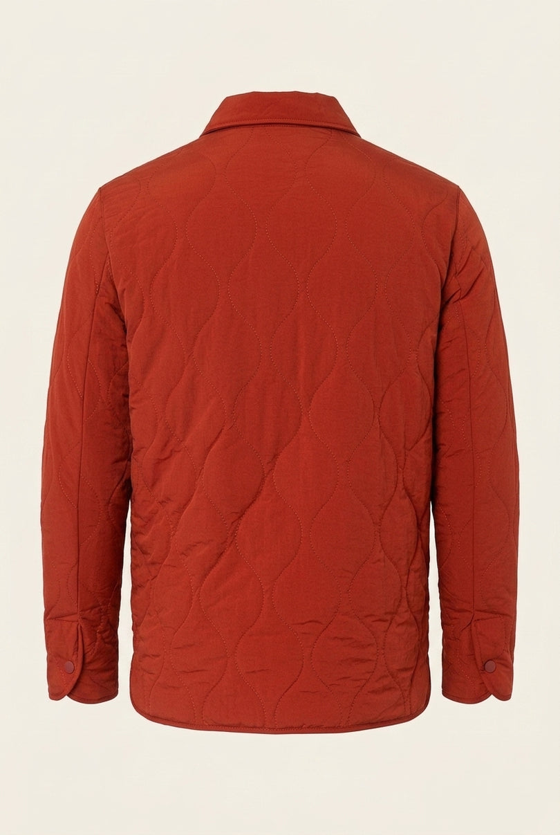 Quilted Shirt Jacket - Terracotta - Back