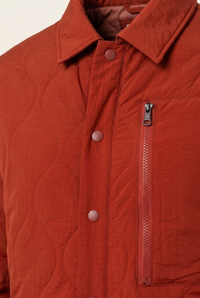 Quilted Shirt Jacket - Terracotta - Detail