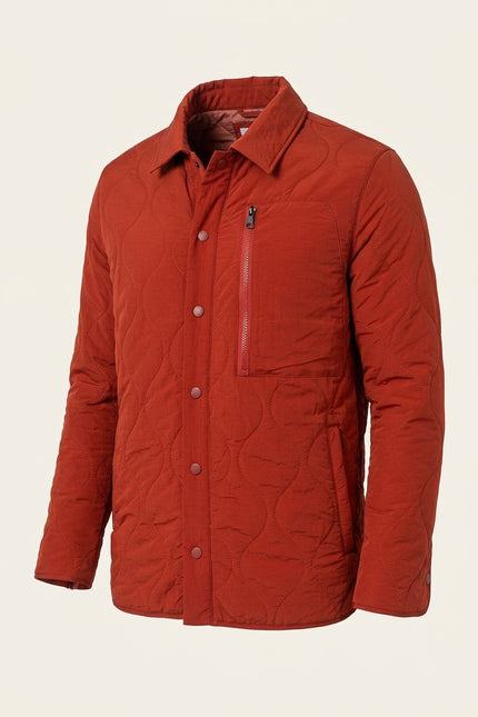 Quilted Shirt Jacket - Terracotta - Front