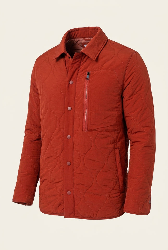 Quilted Shirt Jacket - Terracotta - Front