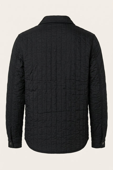 Quilted Snap Button Jacket - Black - Back
