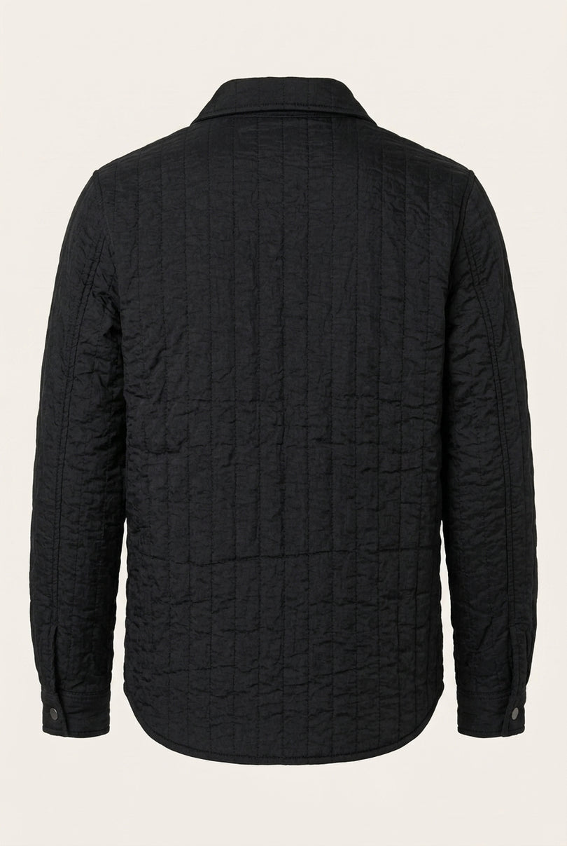 Quilted Snap Button Jacket - Black - Back