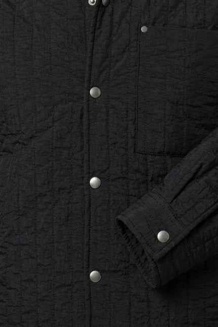 Quilted Snap Button Jacket - Black - Detail