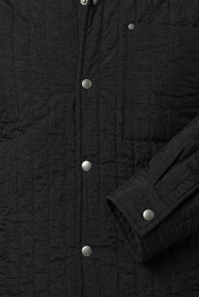 Quilted Snap Button Jacket - Black - Detail