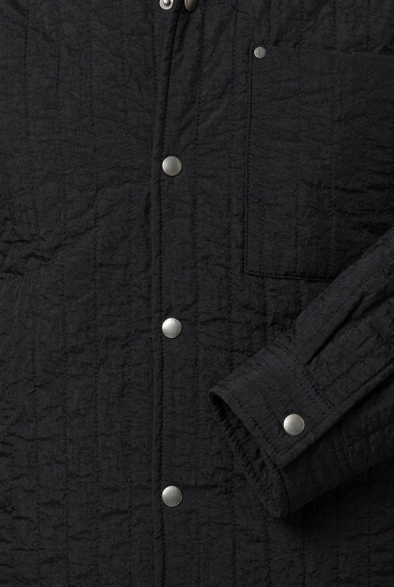 Quilted Snap Button Jacket - Black - Detail